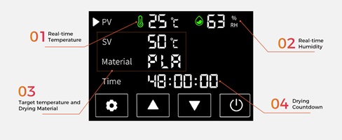 Creality Space Pi Filament Dryer - écran tactile